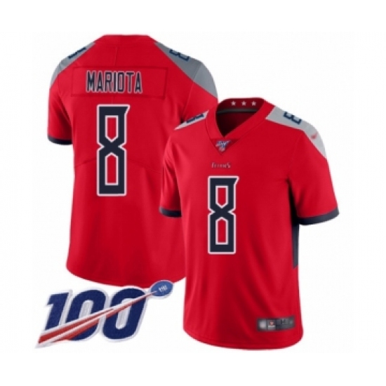 Men's Tennessee Titans 8 Marcus Mariota Limited Red Inverted Legend 100th Season Football Jersey