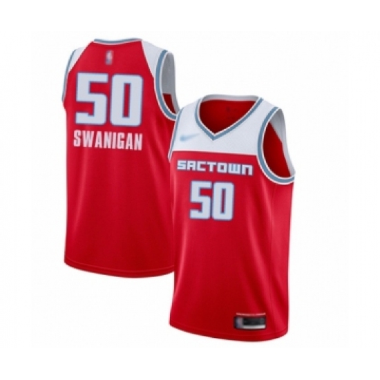 Men's Sacramento Kings 50 Caleb Swanigan Swingman Red Basketball Jersey - 2019-20 City Edition