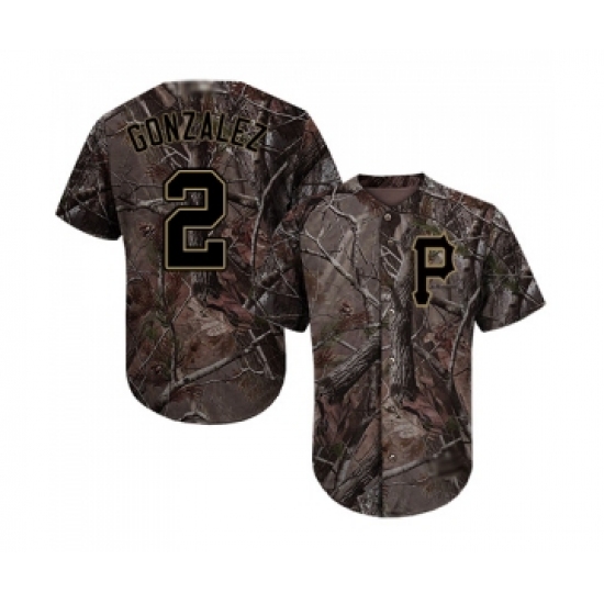 Youth Pittsburgh Pirates 2 Erik Gonzalez Authentic Camo Realtree Collection Flex Base Baseball Jersey