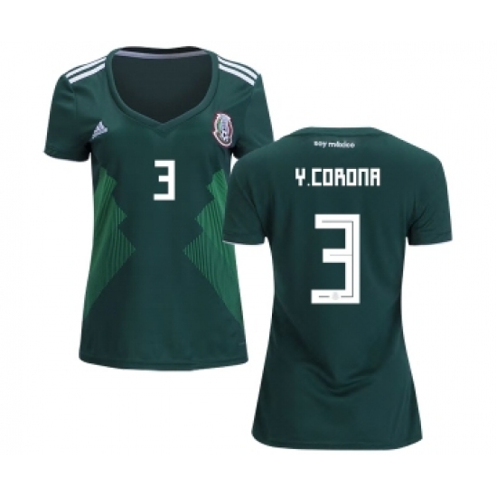 Women's Mexico 3 Y.Corona Home Soccer Country Jersey