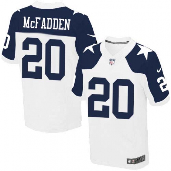 Men's Nike Dallas Cowboys 20 Darren McFadden Elite White Throwback Alternate NFL Jersey