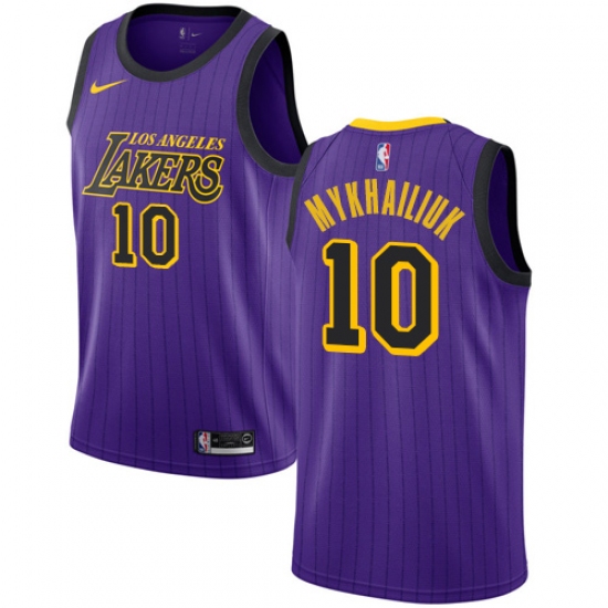 Men's Nike Los Angeles Lakers 10 Sviatoslav Mykhailiuk Swingman Purple NBA Jersey - City Edition