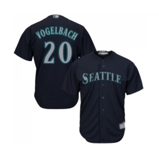 Men's Seattle Mariners 20 Dan Vogelbach Replica Navy Blue Alternate 2 Cool Base Baseball Jersey
