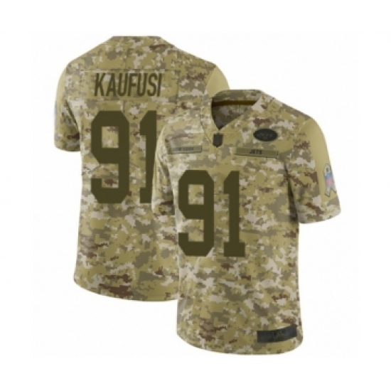 Youth New York Jets 91 Bronson Kaufusi Limited Camo 2018 Salute to Service Football Jersey