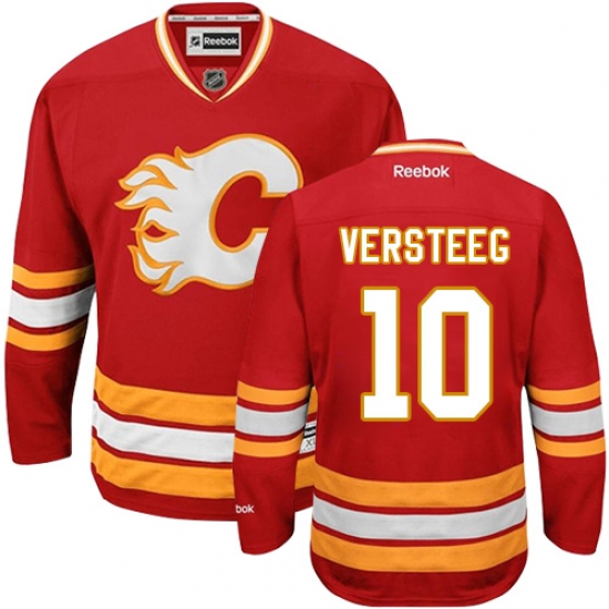 Men's Reebok Calgary Flames 10 Kris Versteeg Premier Red Third NHL Jersey