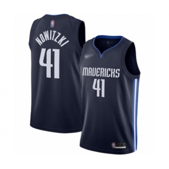 Youth Dallas Mavericks 41 Dirk Nowitzki Swingman Navy Finished Basketball Jersey - Statement Edition