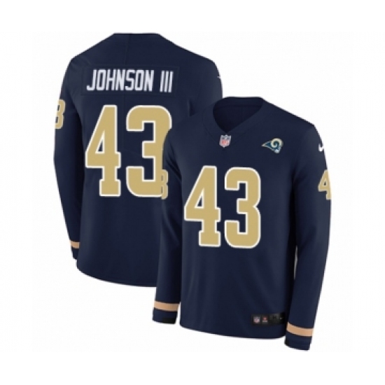 Youth Nike Los Angeles Rams 43 John Johnson Limited Navy Blue Therma Long Sleeve NFL Jersey