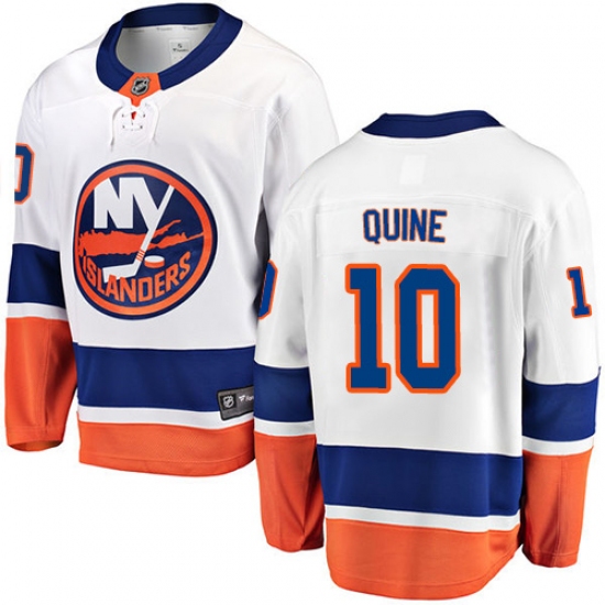 Men's New York Islanders 10 Alan Quine Fanatics Branded White Away Breakaway NHL Jersey