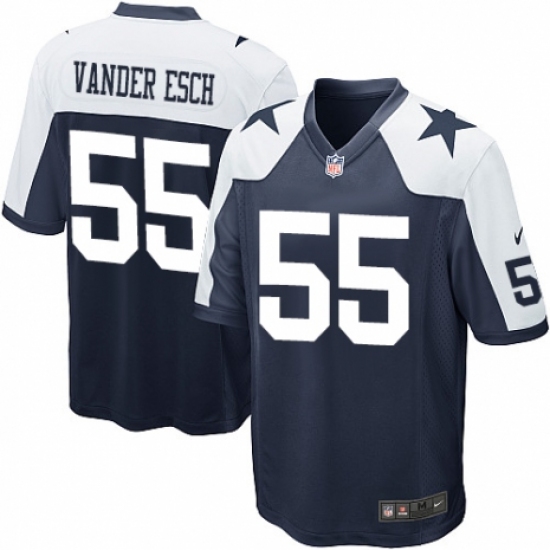 Men's Nike Dallas Cowboys 55 Leighton Vander Esch Game Navy Blue Throwback Alternate NFL Jersey