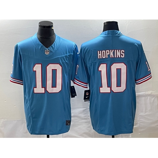 Men's Nike Tennessee Titans 10 DeAndre Hopkins Light Blue 2023 F.U.S.E. Vapor Limited Throwback Stitched Football Jersey