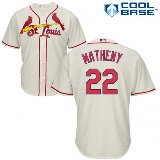 Youth Majestic St. Louis Cardinals 22 Mike Matheny Authentic Cream Alternate Cool Base MLB Jersey