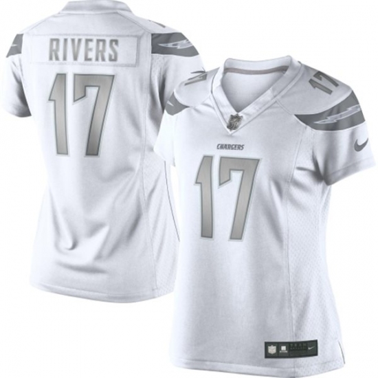 Women's Nike Los Angeles Chargers 17 Philip Rivers Limited White Platinum NFL Jersey
