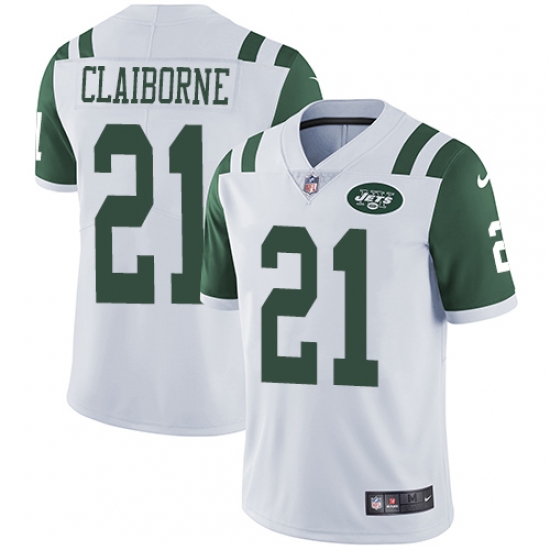 Men's Nike New York Jets 21 Morris Claiborne White Vapor Untouchable Limited Player NFL Jersey