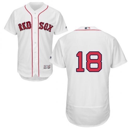 Men's Majestic Boston Red Sox 18 Mitch Moreland White Flexbase Authentic Collection MLB Jersey