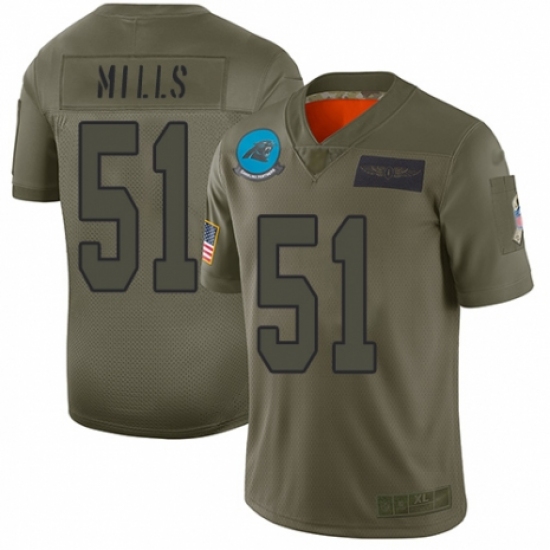 Youth Carolina Panthers 51 Sam Mills Limited Camo 2019 Salute to Service Football Jersey