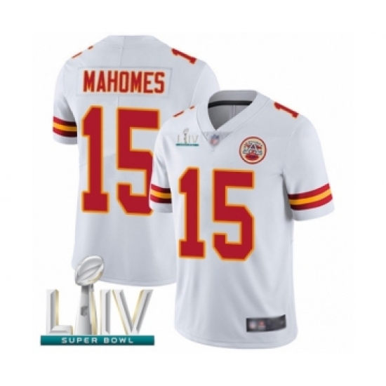 Youth Kansas City Chiefs 15 Patrick Mahomes White Vapor Untouchable Limited Player Super Bowl LIV Bound Football Jersey