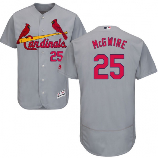 Men's Majestic St. Louis Cardinals 25 Mark McGwire Grey Road Flex Base Authentic Collection MLB Jersey - Click Image to Close