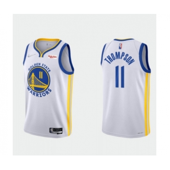 Men's Golden State Warriors 11 Klay Thompson 2022 White 75th Anniversary Stitched Jersey
