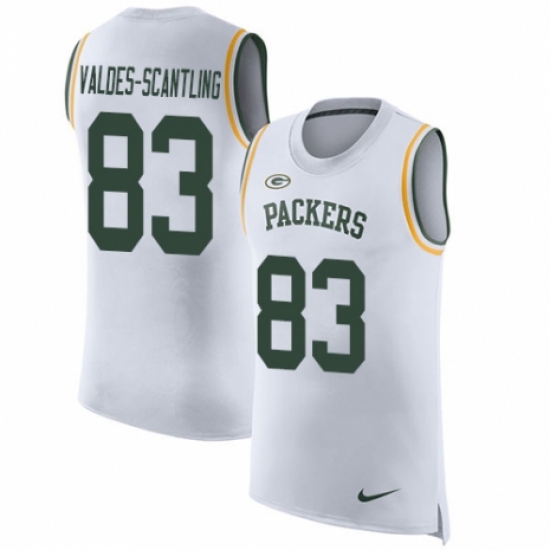 Men's Nike Green Bay Packers 83 Marquez Valdes-Scantling White Rush Player Name & Number Tank Top NFL Jersey
