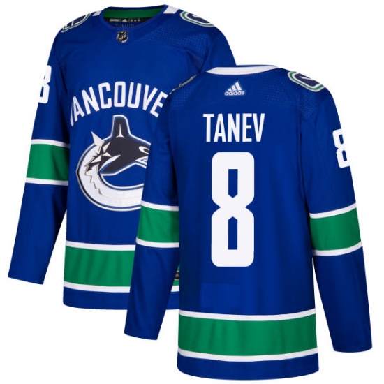 Men's Adidas Vancouver Canucks 8 Christopher Tanev Premier Blue Home NHL Jersey