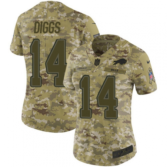 Women's Buffalo Bills 14 Stefon Diggs Camo Stitched Limited 2018 Salute To Service Jersey