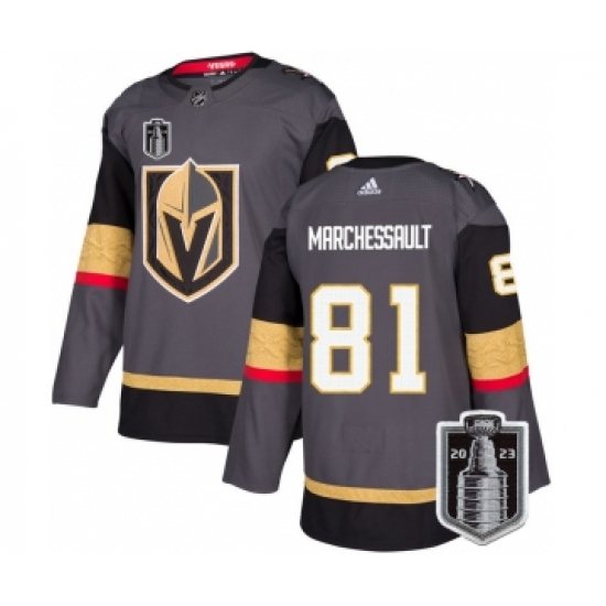 Men's Vegas Golden Knights 81 Jonathan Marchessault Gray 2023 Stanley Cup Final Stitched Jersey