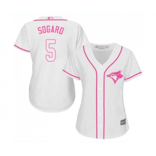 Women's Toronto Blue Jays 5 Eric Sogard Replica White Fashion Cool Base Baseball Jersey
