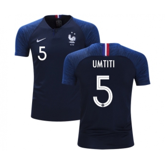 France 5 Umtiti Home Kid Soccer Country Jersey