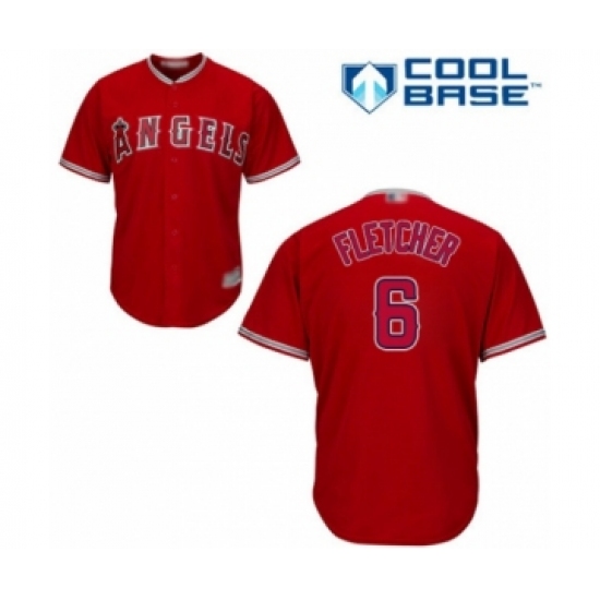 Youth Los Angeles Angels of Anaheim 6 David Fletcher Authentic Red Alternate Cool Base Baseball Player Jersey
