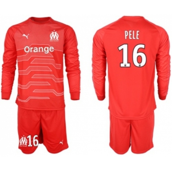 Marseille 16 Pele Red Goalkeeper Long Sleeves Soccer Club Jersey