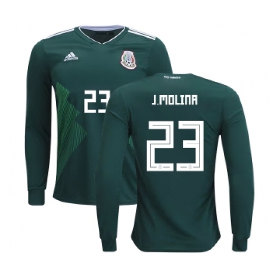 Mexico 23 J.Molina Home Long Sleeves Kid Soccer Country Jersey