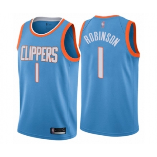 Men's Los Angeles Clippers 1 Jerome Robinson Authentic Blue Basketball Jersey - City Edition