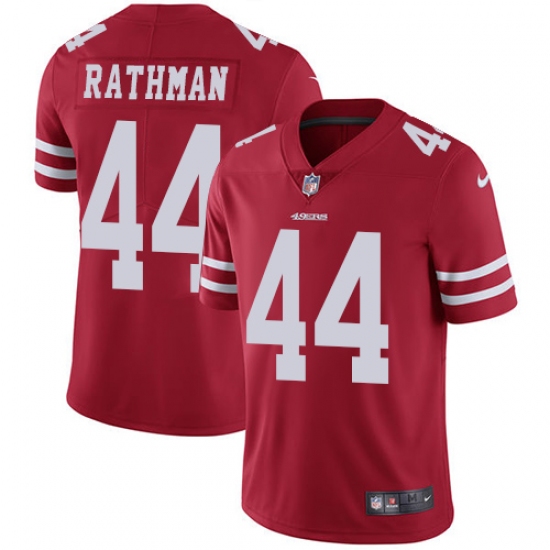 Men's Nike San Francisco 49ers 44 Tom Rathman Red Team Color Vapor Untouchable Limited Player NFL Jersey