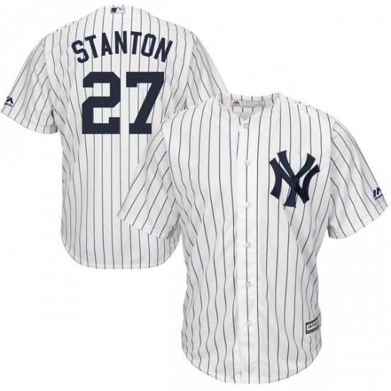 Men's Majestic New York Yankees 27 Giancarlo Stanton Replica White Home MLB Jersey
