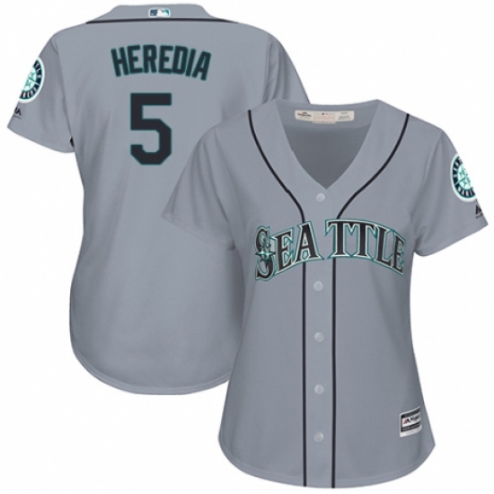 Women's Majestic Seattle Mariners 5 Guillermo Heredia Replica Grey Road Cool Base MLB Jersey