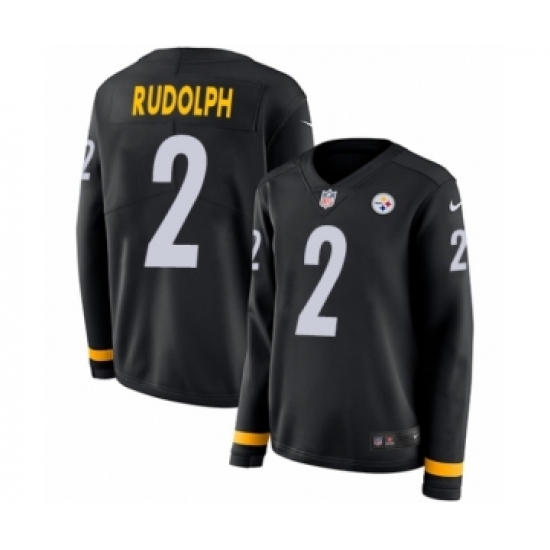 Women's Nike Pittsburgh Steelers 2 Mason Rudolph Limited Black Therma Long Sleeve NFL Jersey