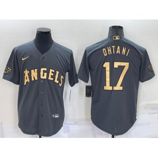 Men's Los Angeles Angels 17 Shohei Ohtani Grey 2022 All Star Stitched Cool Base Nike Jersey