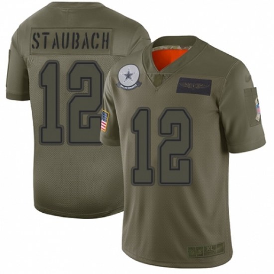 Men's Dallas Cowboys 12 Roger Staubach Limited Camo 2019 Salute to Service Football Jersey