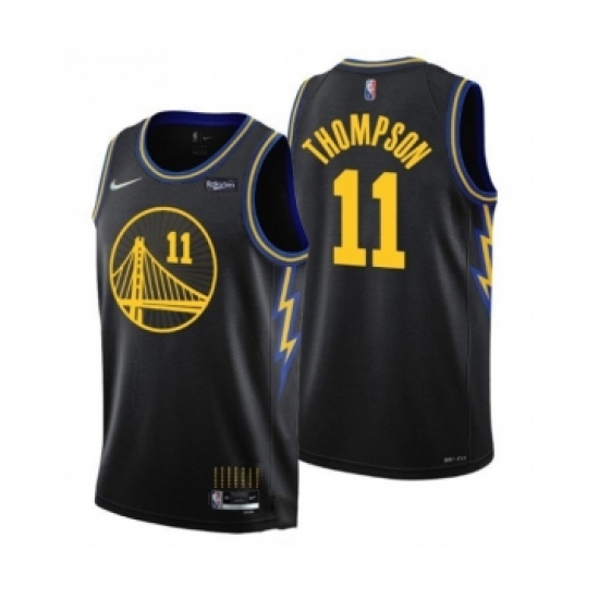 Men's Golden State Warriors 11 Klay Thompson 75th Anniversary Black Stitched Basketball Jersey
