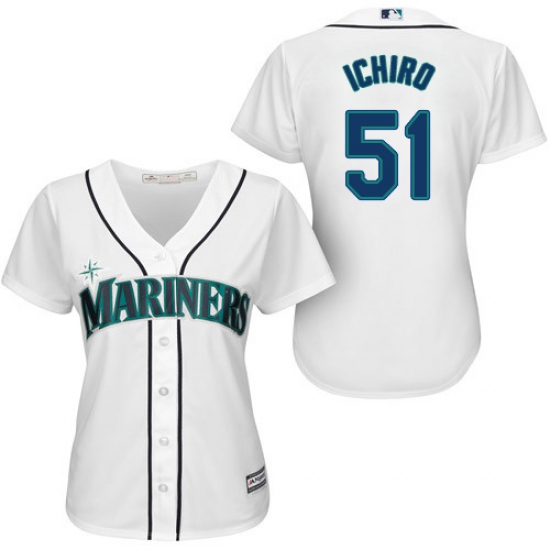 Women's Majestic Seattle Mariners 51 Ichiro Suzuki Authentic White Home Cool Base MLB Jersey