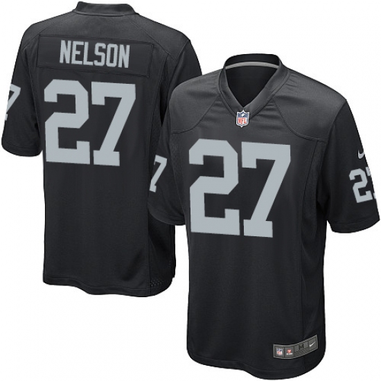 Men's Nike Oakland Raiders 27 Reggie Nelson Game Black Team Color NFL Jersey