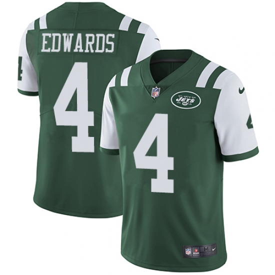 Men's Nike New York Jets 4 Lac Edwards Green Team Color Vapor Untouchable Limited Player NFL Jersey