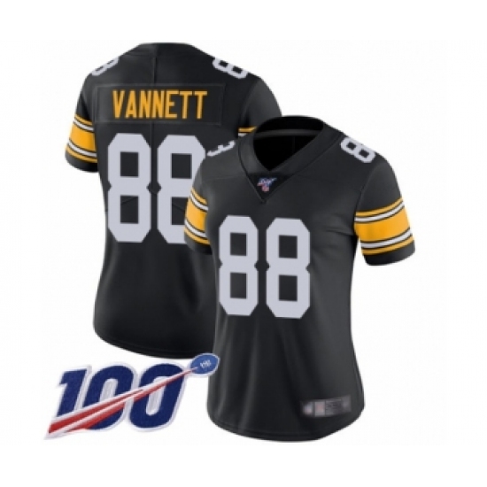 Women's Pittsburgh Steelers 88 Nick Vannett Black Alternate Vapor Untouchable Limited Player 100th Season Football Jersey