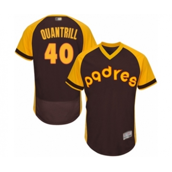 Men's San Diego Padres 40 Cal Quantrill Brown Alternate Cooperstown Authentic Collection Flex Base Baseball Player Jersey