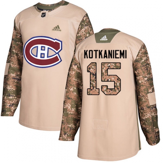 Men's Adidas Montreal Canadiens 15 Jesperi Kotkaniemi Authentic Camo Veterans Day Practice NHL Jersey