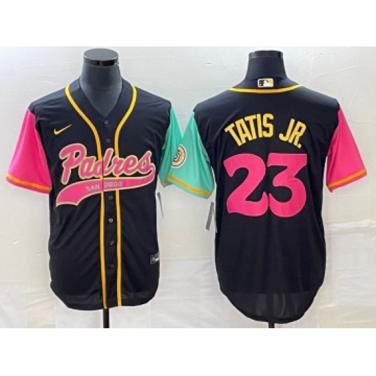 Men's San Diego Padres 23 Fernando Tatis Jr Black NEW 2023 City Connect Cool Base Stitched Jersey