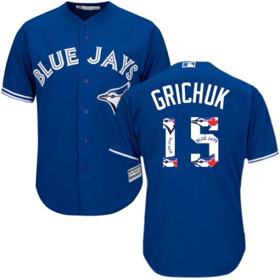 Men's Majestic Toronto Blue Jays 15 Randal Grichuk Authentic Blue Team Logo Fashion MLB Jersey