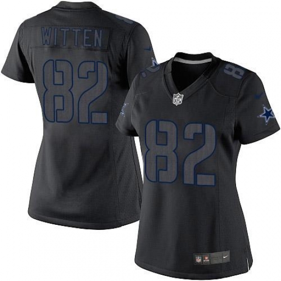 Women's Nike Dallas Cowboys 82 Jason Witten Limited Black Impact NFL Jersey