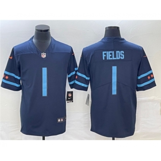Men's Chicago Bears 1 Justin Fields Navy 2019 City Edition Limited Stitched Jersey