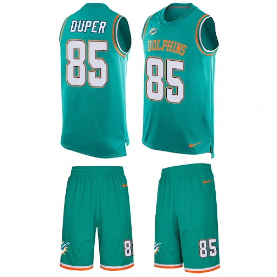 Men's Nike Miami Dolphins 85 Mark Duper Limited Aqua Green Tank Top Suit NFL Jersey
